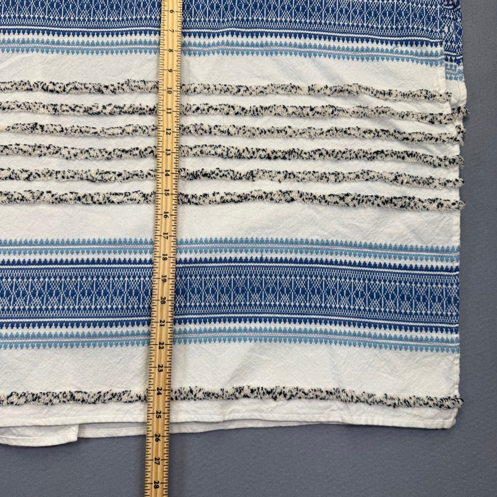 Dylan Womens Medium Blue White Striped Cotton Open Front Kimono Cardigan Wrap - Picture 5 of 8